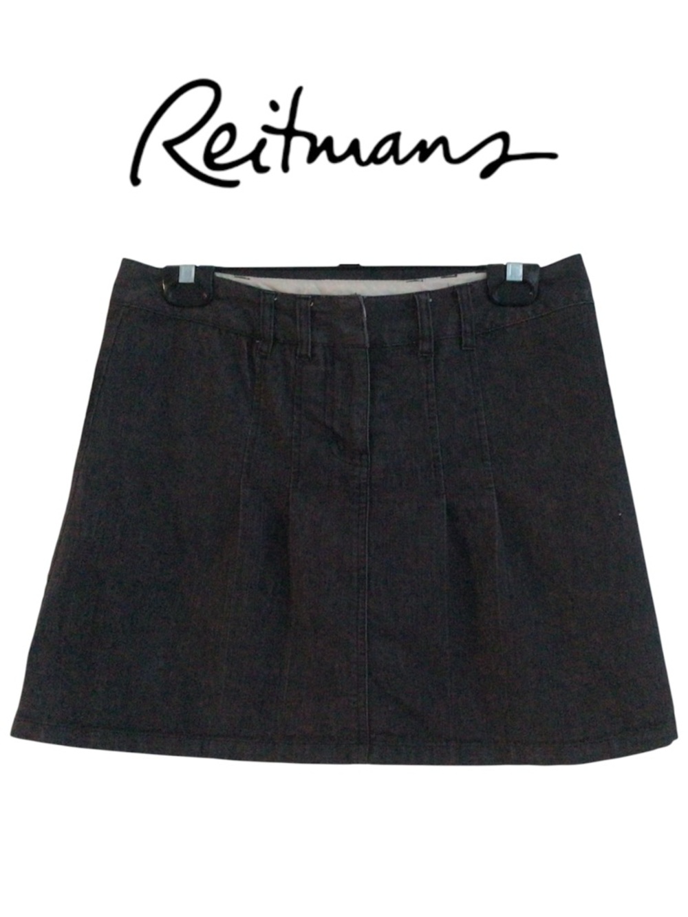 💜Reitmans Black Denim Skirt with Light Trim